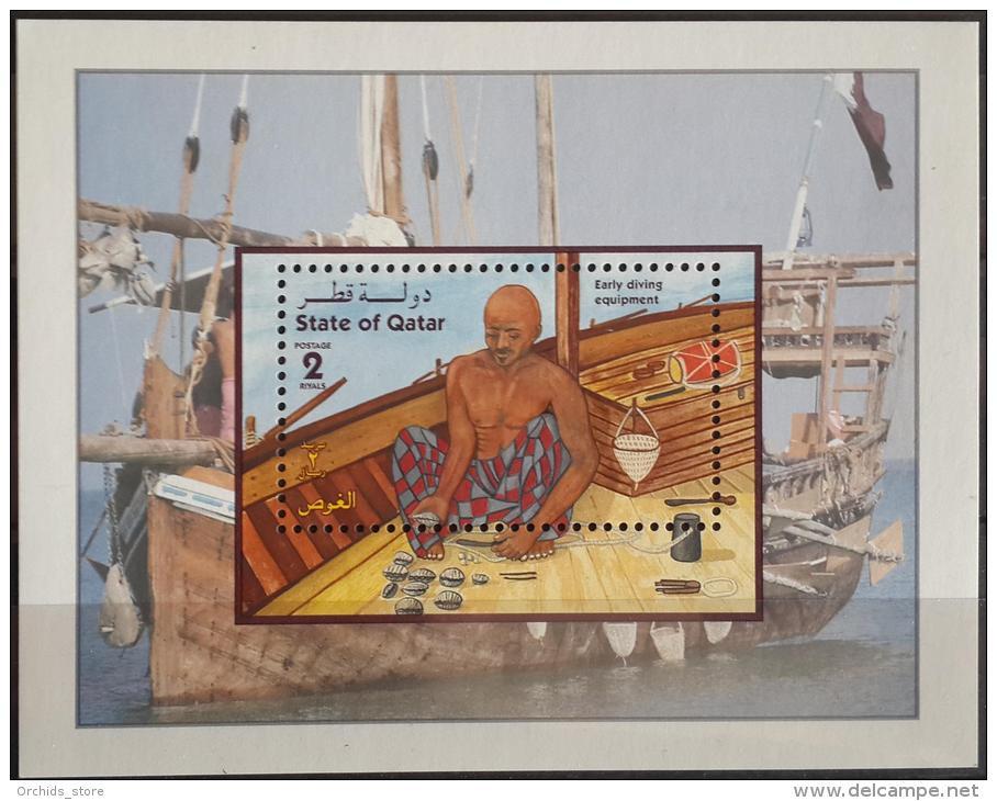 Q23 Qatar 1998 SG MS1046 Souvenir Sheet MNH - S/S - Early Pearl Diving Equipment - Qatar