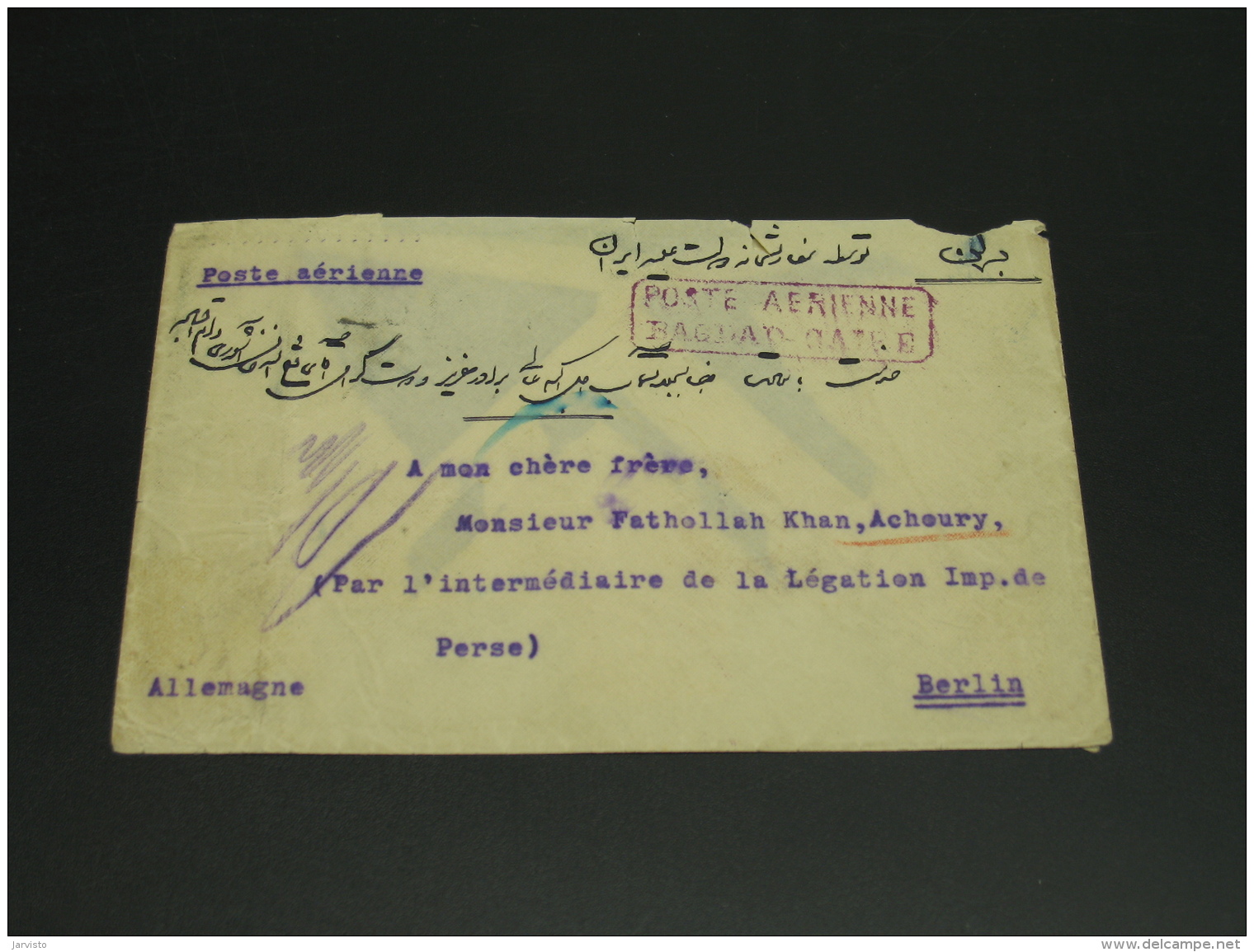 Iran 1922 Airmail Cover To Germany Via Egypt *8539 - Iran