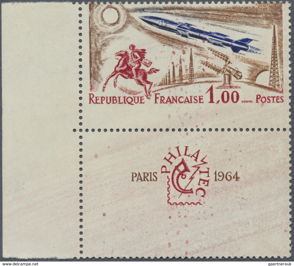 ** Frankreich: 1964. "Philatec" In A Corner Stamp With Upward Shifted Design, Therefore At Top No Inscr - Gebruikt