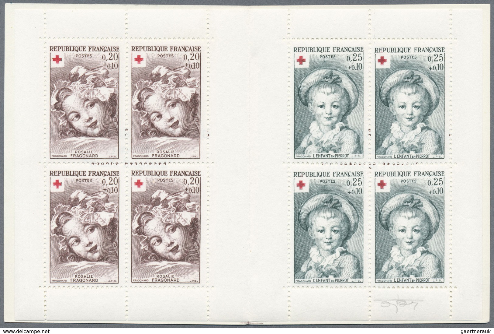 ** Frankreich - Markenheftchen: 1962, Red Cross Stamp Booklet With In Each Case Four Stamps In The Scar - Sonstige & Ohne Zuordnung