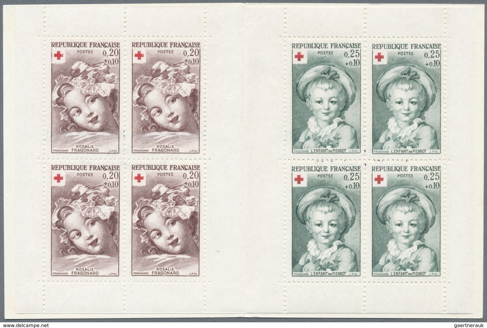 ** Frankreich - Markenheftchen: 1962, Red Cross Stamp Booklet With In Each Case Four Stamps In The Scar - Autres & Non Classés