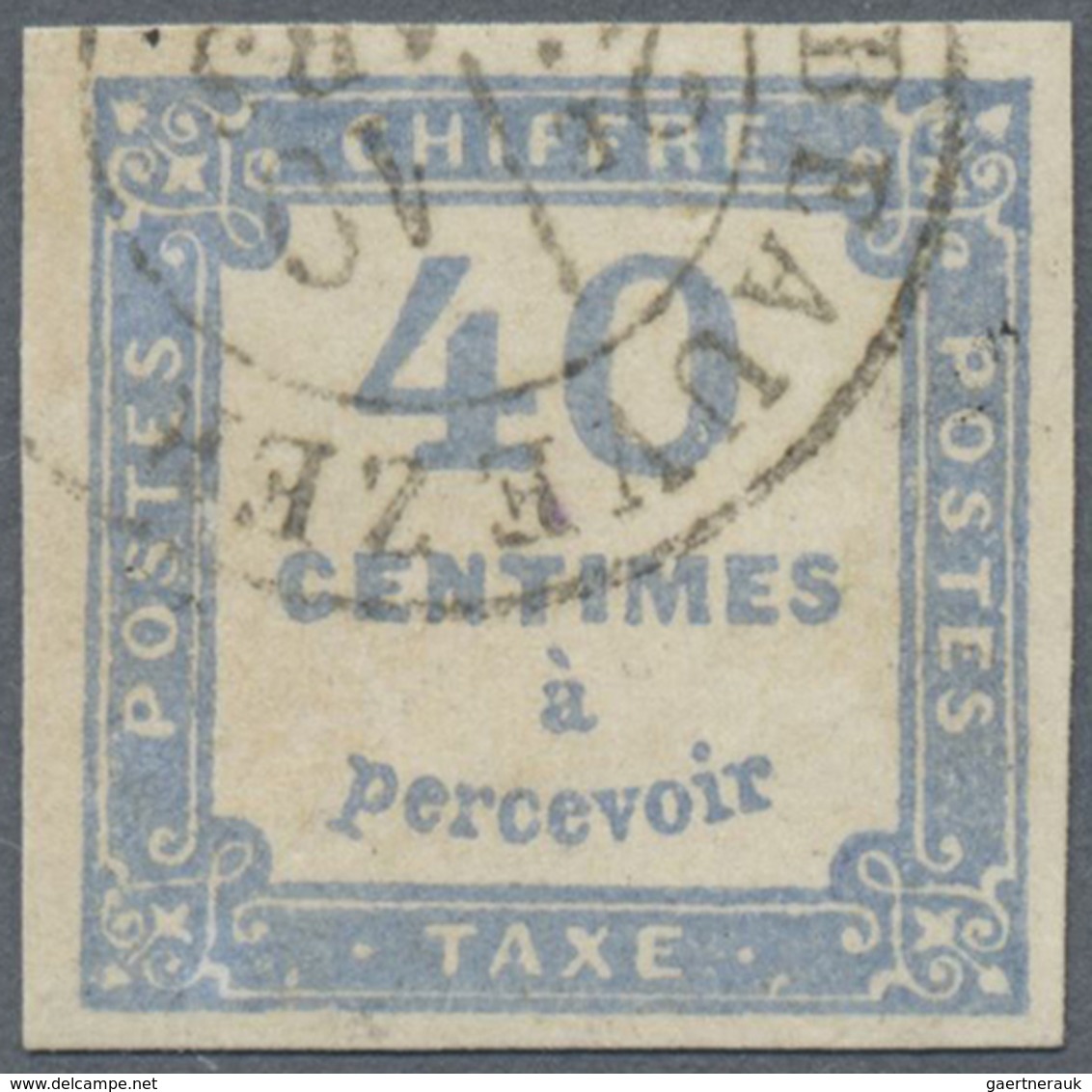 O Frankreich - Portomarken: 1871, 40 C. Light Blue, Having Bright Colors And On All Sides Full / With - 1859-1959 Lettres & Documents