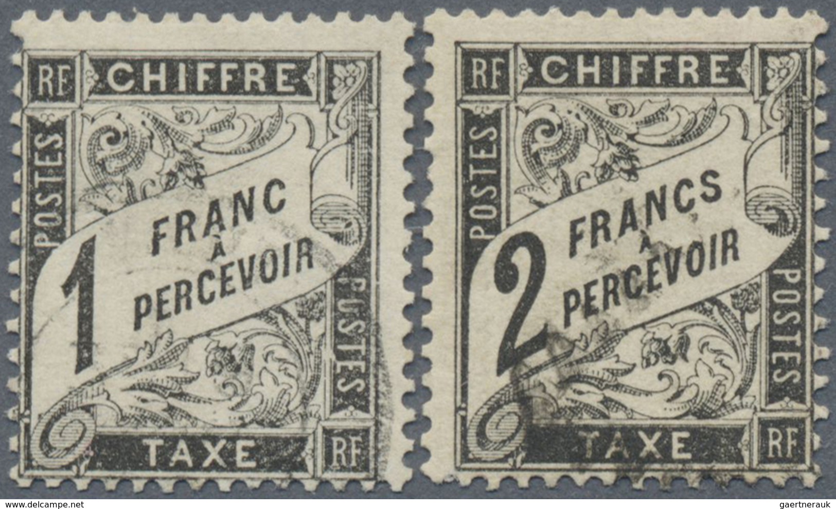 O Frankreich - Portomarken: 1881, Postage Due Stamps 1 Fr And 2 Fr. Black, Canceled, Perfect Perforate - 1859-1959 Lettres & Documents