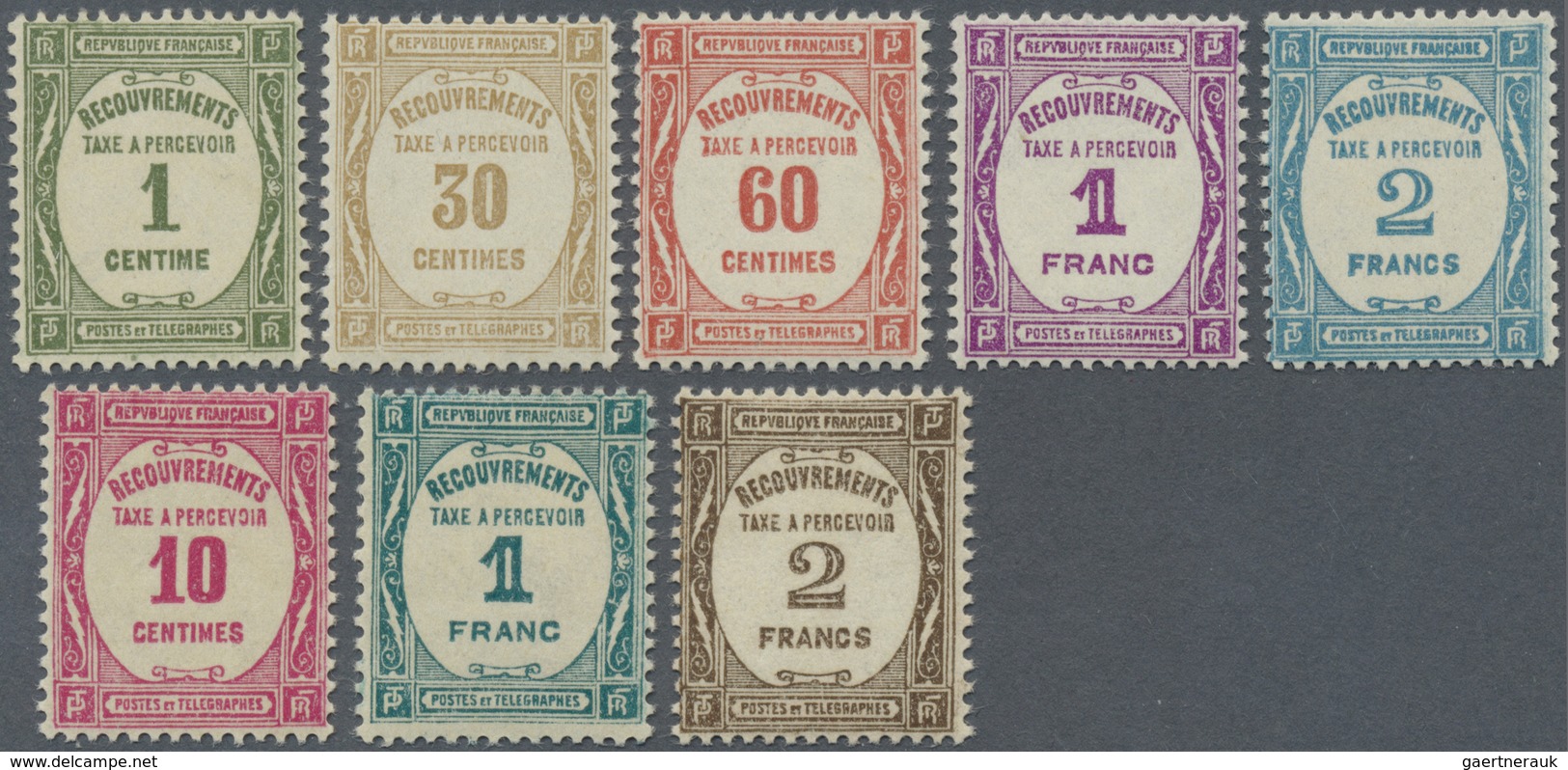** Frankreich - Portomarken: 1927, 1C. - 2 Fr. And 1931, 10 C. - 2 Fr. Two Compl. Sets Mint Never Hinge - 1859-1959 Brieven & Documenten