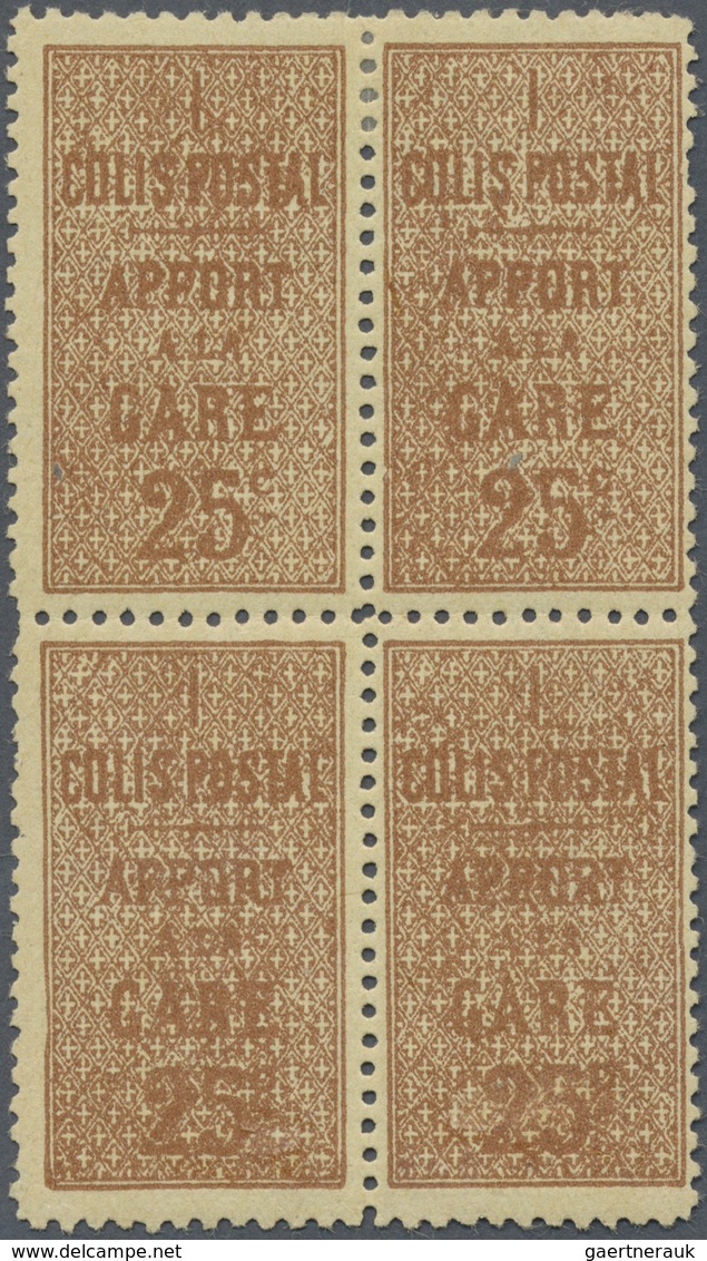 **/* Frankreich - Postpaketmarken: 1892. Block Of 4 "25c Brown On Yellow" Printed On The Front And On The - Autres & Non Classés