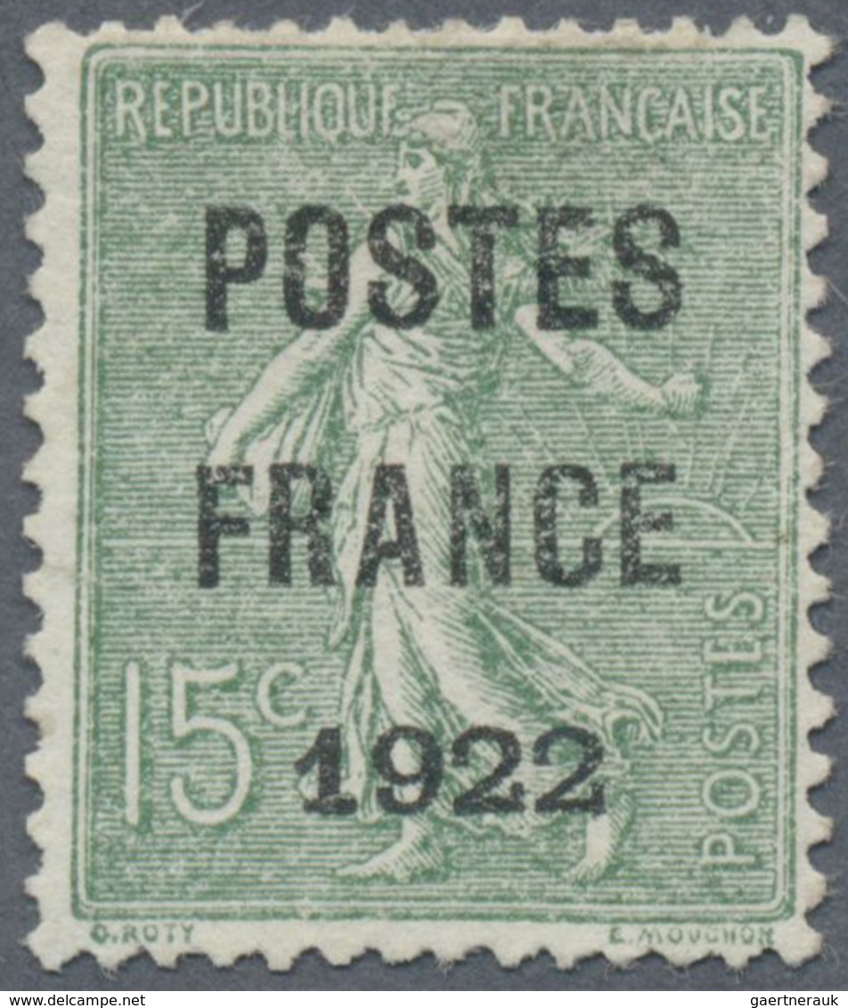 (*) Frankreich - Vorausentwertungen: 1922, 15 C. Green With Overprint "POSTES / PARIS / 1922" Unused Wit - Autres & Non Classés