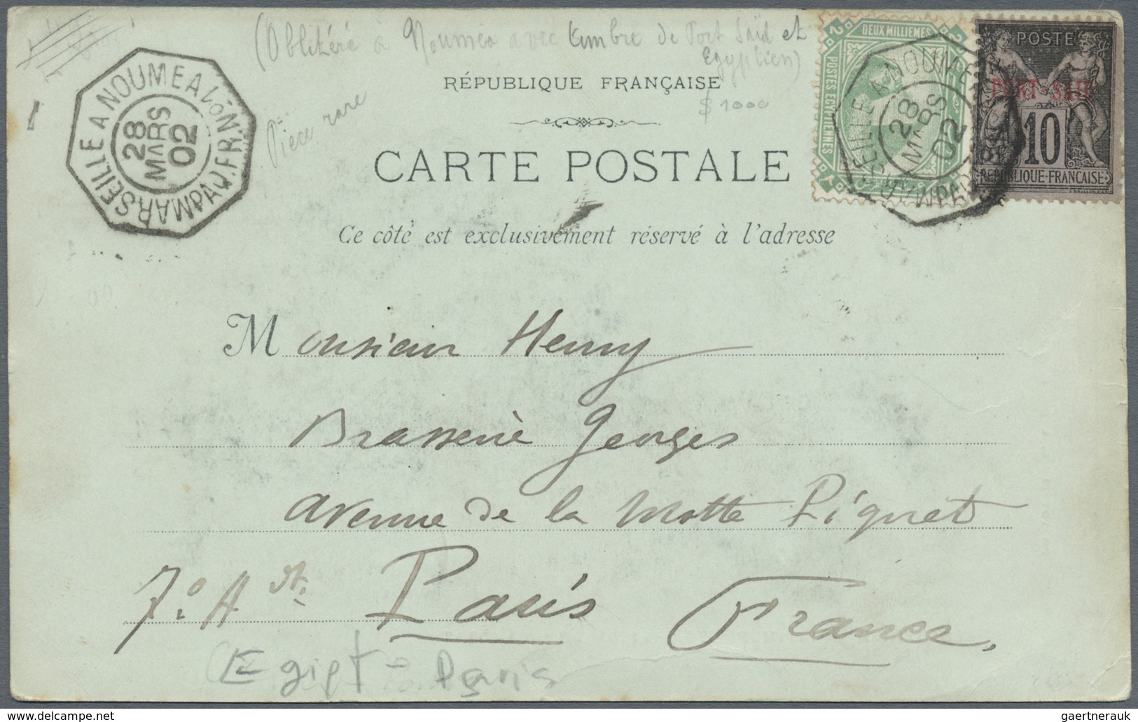 Br Französische Post In Ägypten - Port Said: 1902, 10 C Overprint "PORT SAID" Mixed Franking With Egypt - Andere & Zonder Classificatie
