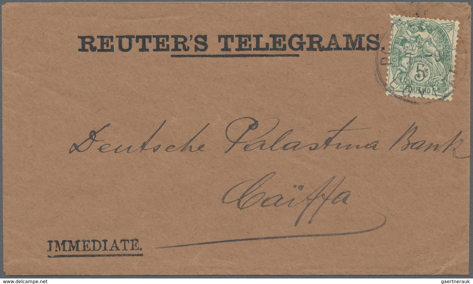 Br Französische Post In Ägypten - Port Said: 1902, Alegorie 5 C. Green Tied By Cds. "PORT SAID 7.9.13" - Autres & Non Classés