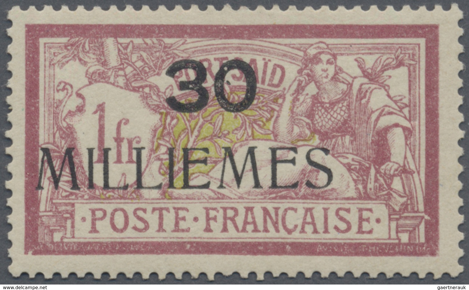 * Französische Post In Ägypten - Port Said: 1921, Local Overprint, 30m. On 1fr. Red/olive, Fresh Colou - Autres & Non Classés