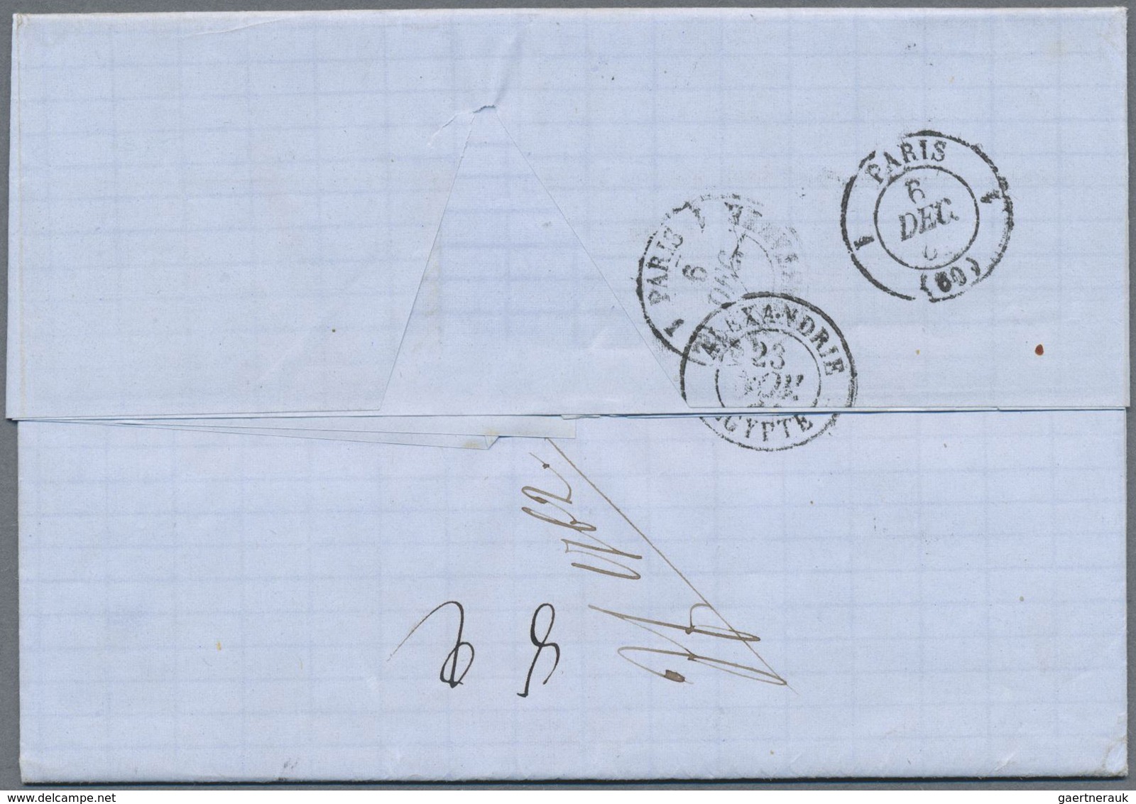 Br Französische Post In Der Levante: 1861, Letter From BEYROUTH With TAMISE Cds By Ship Via Alexandria - Sonstige & Ohne Zuordnung