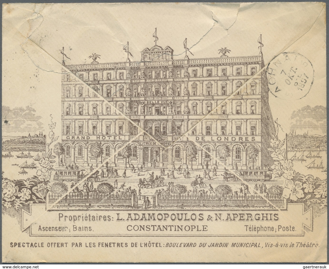 Br Französische Post In Der Levante: 1897. Illustrated Envelope For The 'Grand Hotel De Londres, Consta - Andere & Zonder Classificatie