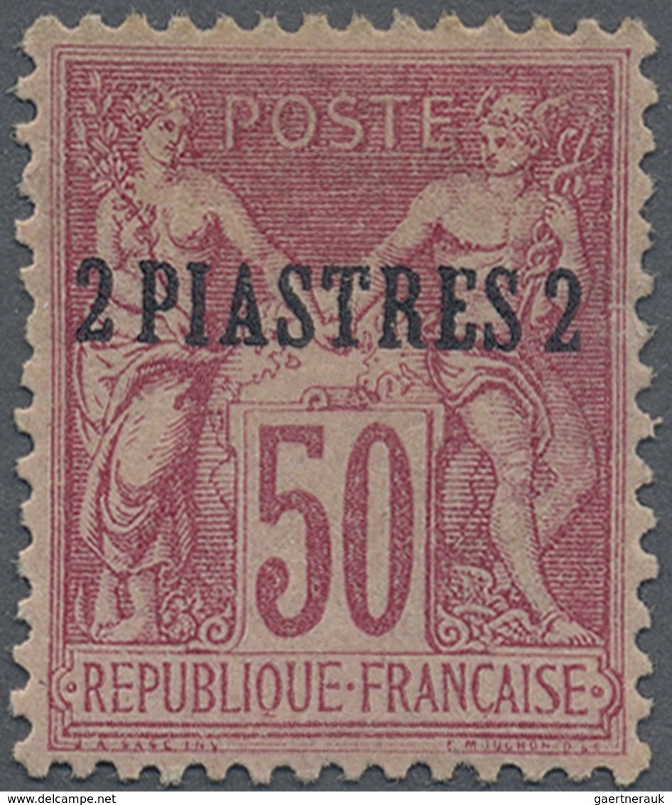 * Französische Post In Der Levante: 1890, 2 Piastres On 50 C. Allegory Carmine On Pink In Type I With - Andere & Zonder Classificatie