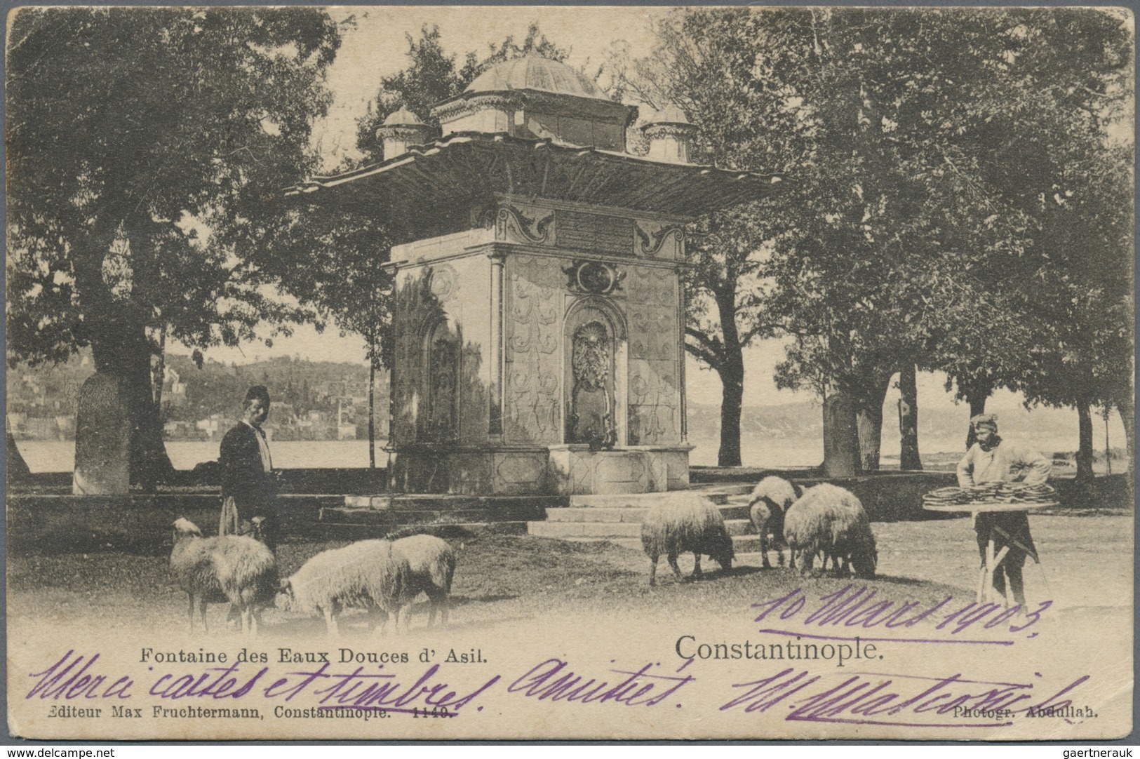 Br Französische Post In Der Levante: French Levant, 1903. Picture Post Card Of 'Fontaine De Eaux, Const - Autres & Non Classés