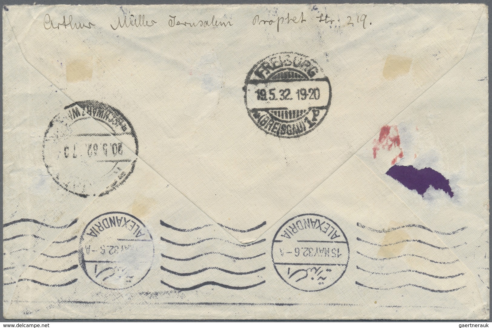 Br Französische Post In Der Levante: 1932, Cover Registered From Sidi Gaber / Egypt, Affixed Stamps For - Autres & Non Classés