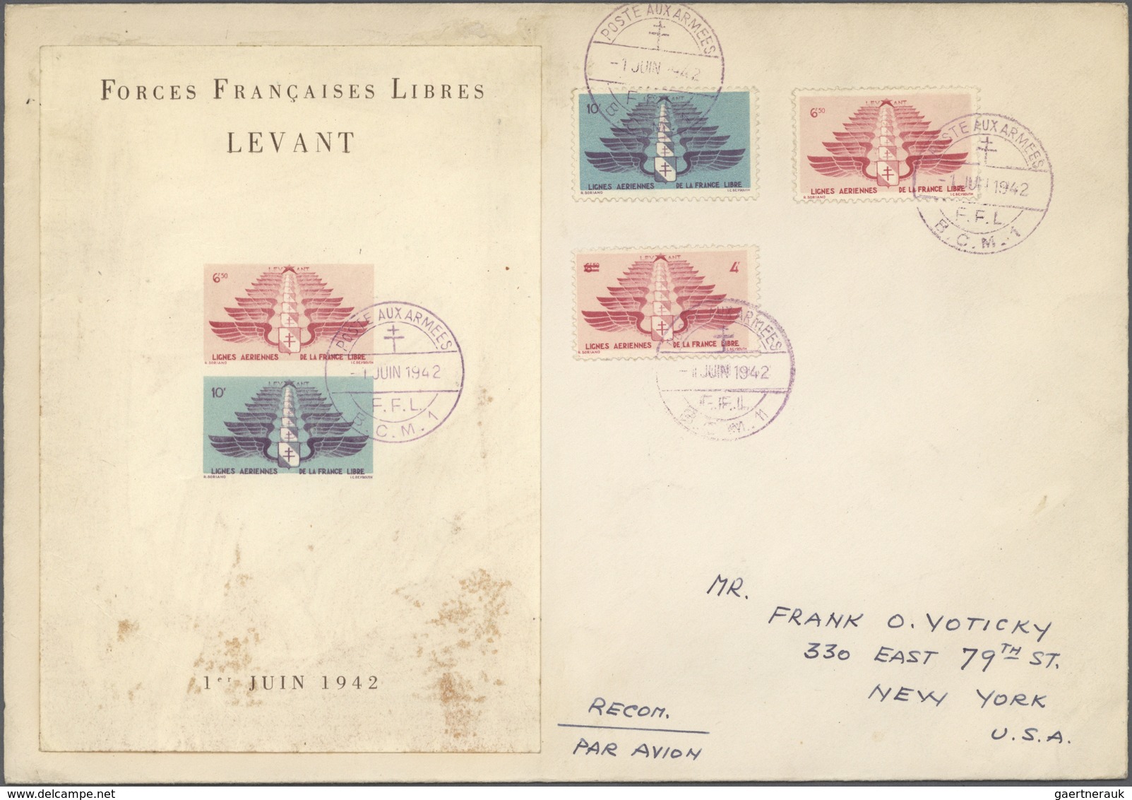 Französische Post In Der Levante: 1942, Air Force Emblem, Souvenir Sheet Perf. And Imperf., Each On - Autres & Non Classés