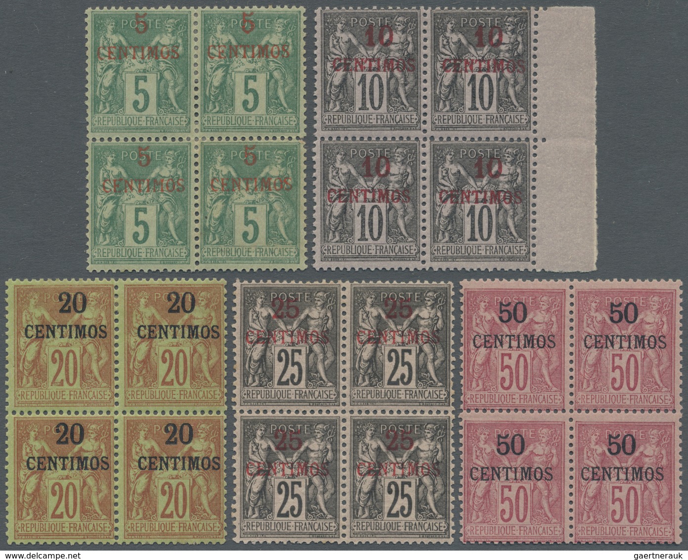 **/* Französische Post In Marokko: 1891/1893, Franz. Freimarken Allegorie 5 C. Grün Bis 50 C. Karmin Auf - Andere & Zonder Classificatie