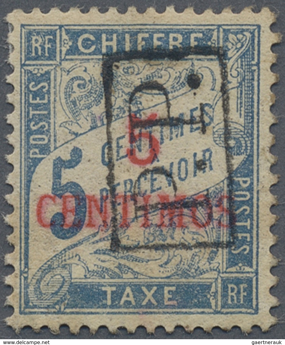 * Französische Post In Marokko: 1903, 5 C. Postage Stamp Blue With Red Overprint '5 / CENTIMOS' As Wel - Andere & Zonder Classificatie