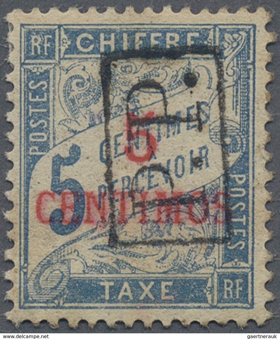 * Französische Post In Marokko: 1903, 5 C. Postage Stamp Blue With Red Overprint '5 / CENTIMOS' As Wel - Autres & Non Classés
