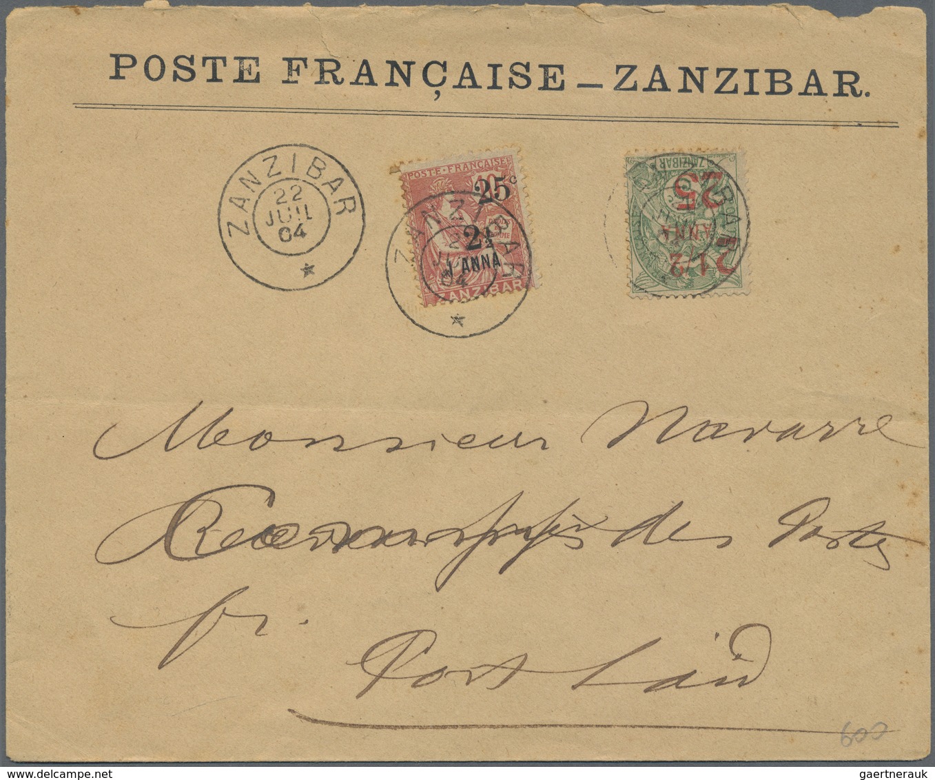 Br Französische Post In Zanzibar: 1904, Surcharged Issues 25 C./ 2 1/2 A. On 5 C. And 25 C. 2 1/2 A. Ti - Autres & Non Classés