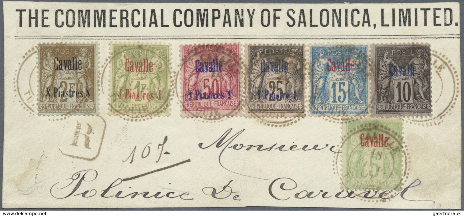 Brfst Französische Postdampfer-Agenturen: Kawala: 1893/1900, Attractive Franking Of Seven Values On Large - Other & Unclassified