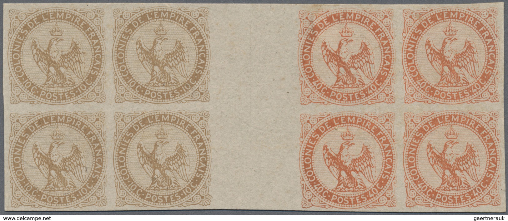(*) Französische Kolonien - Allgemeine Ausgabe: 1864. Eagle 10c + Eagle 40c. Horizontal Se-tenant Gutter - Autres & Non Classés