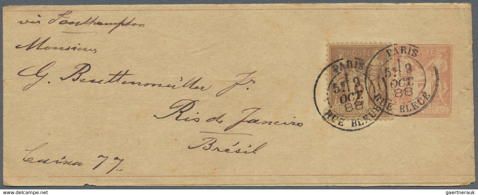 GA Frankreich - Ganzsachen: 1888/1893, Group Of Three Uprated Wrappers To The Same Address In Rio De Ja - Other & Unclassified