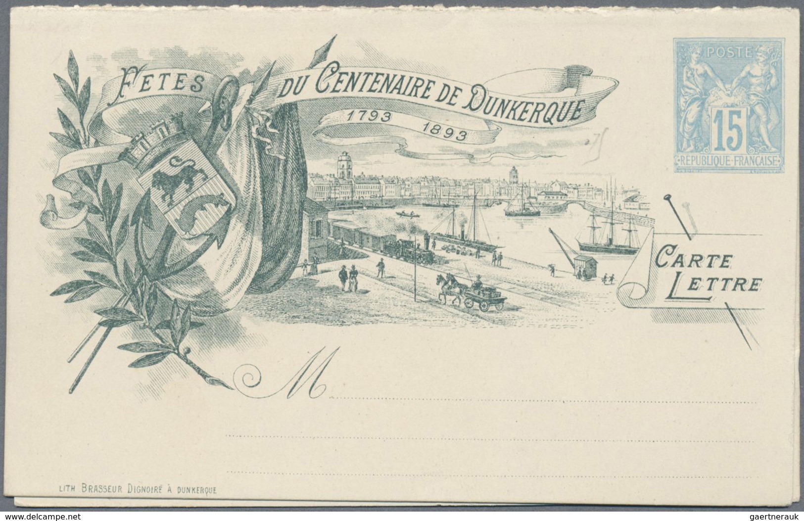 GA Frankreich - Ganzsachen: 1893, 15 C Blue Sage Private Stationery Letter-card "Fetes Du Centenaire De - Autres & Non Classés