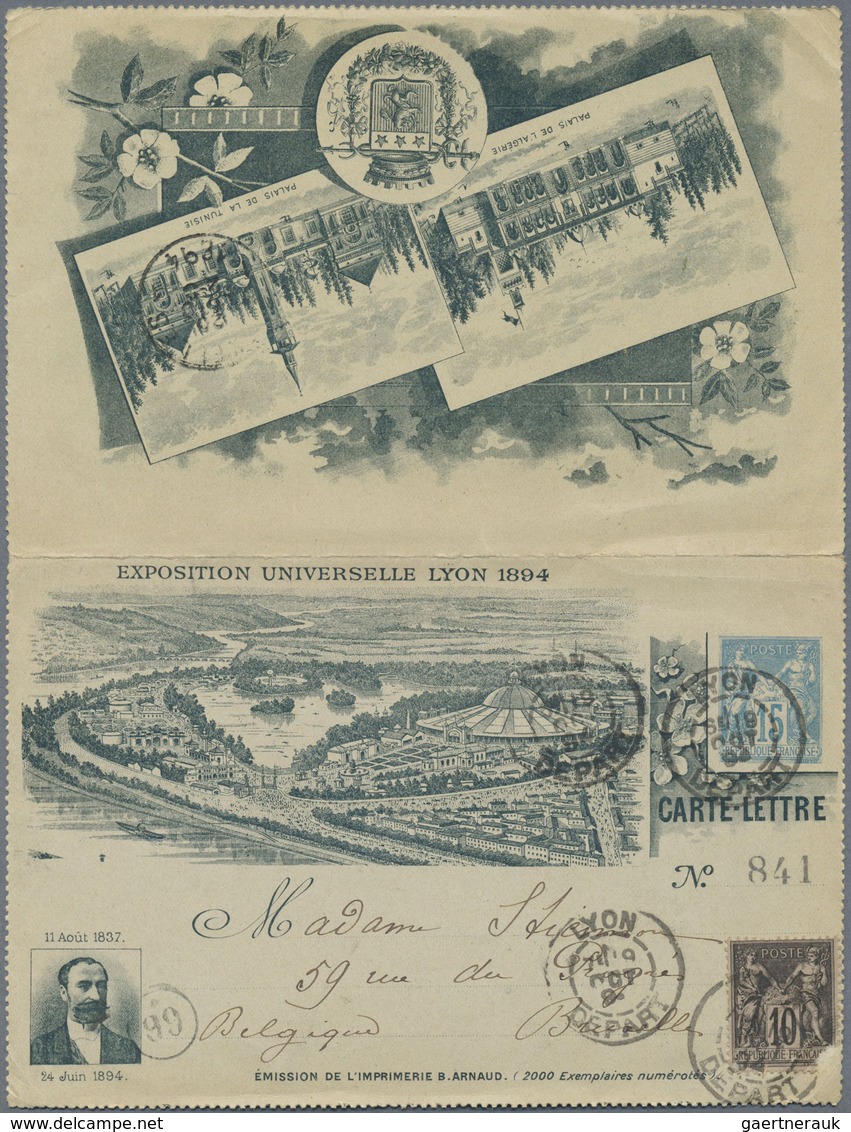GA Frankreich - Ganzsachen: 1894, 15 C Blue Sage Private Stationery Letter-card "Exposition Universelle - Autres & Non Classés