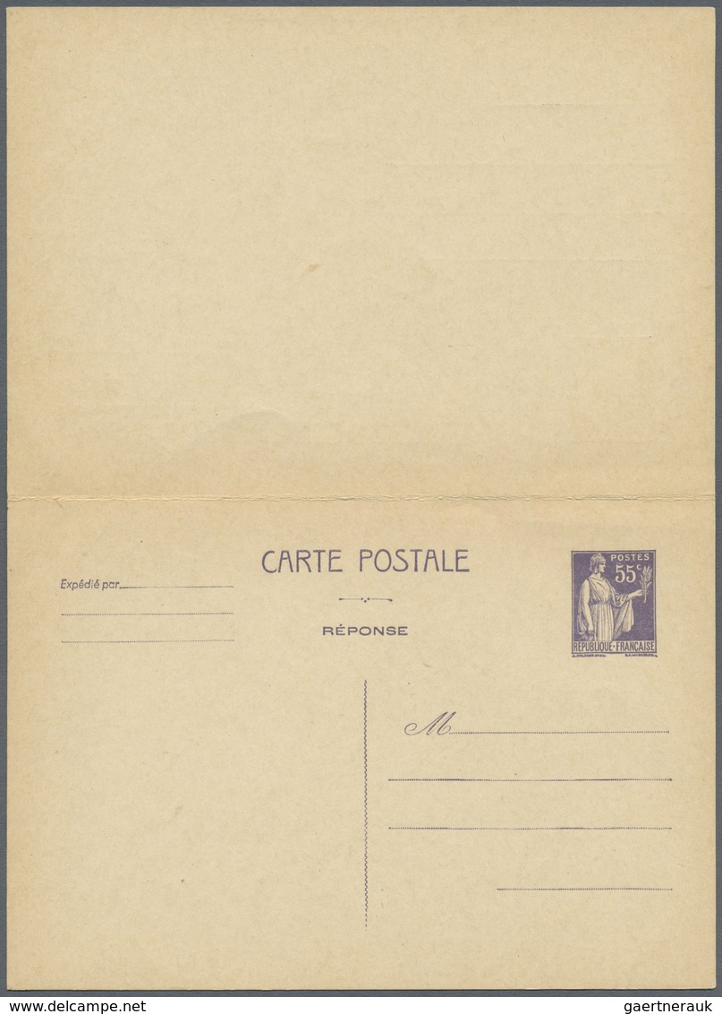 GA Frankreich - Ganzsachen: 1938/1941, Type "Paix", 55c. Lilac, Reply Card, Unused. One Of The Rarest S - Andere & Zonder Classificatie