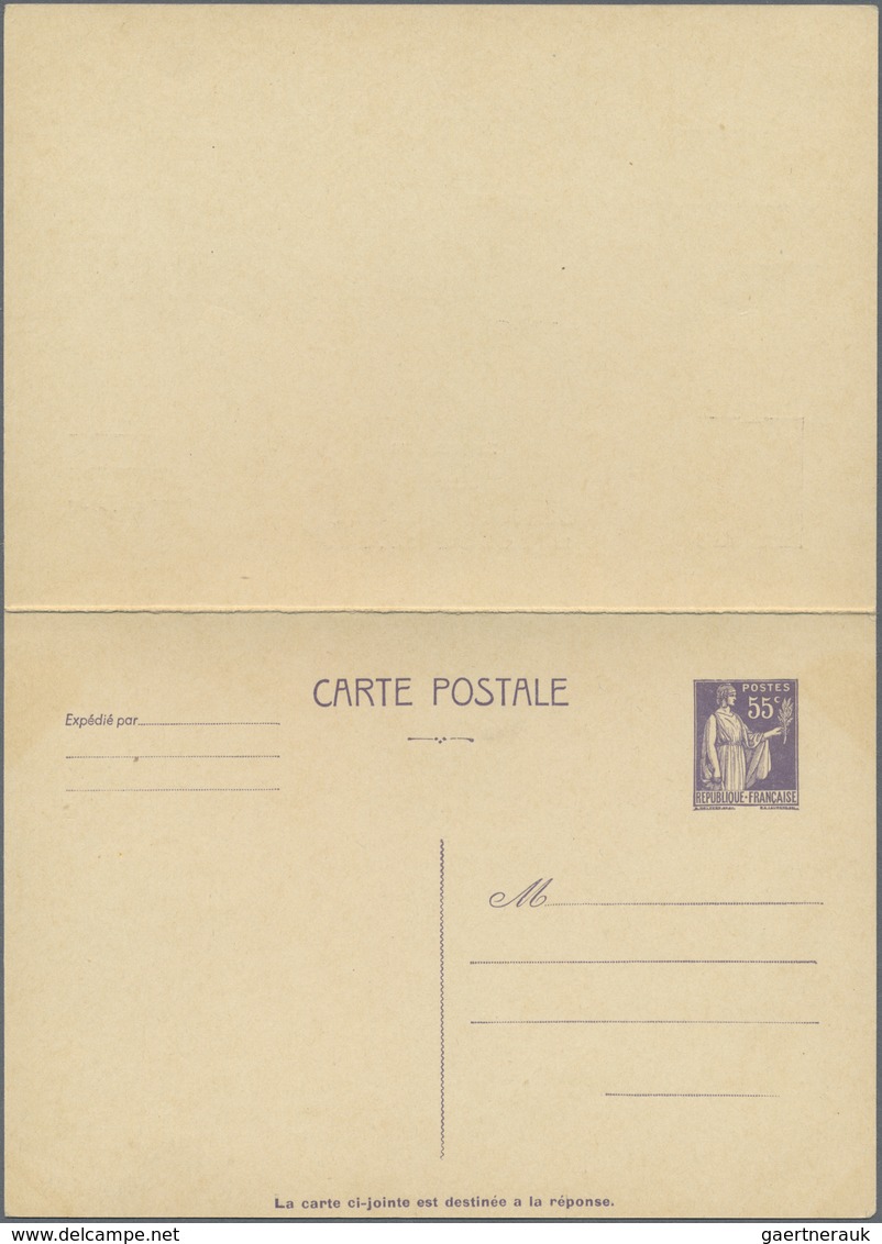 GA Frankreich - Ganzsachen: 1938. Paid Reply Postal Card 55c+55c Violet Peace. Unused. - Autres & Non Classés