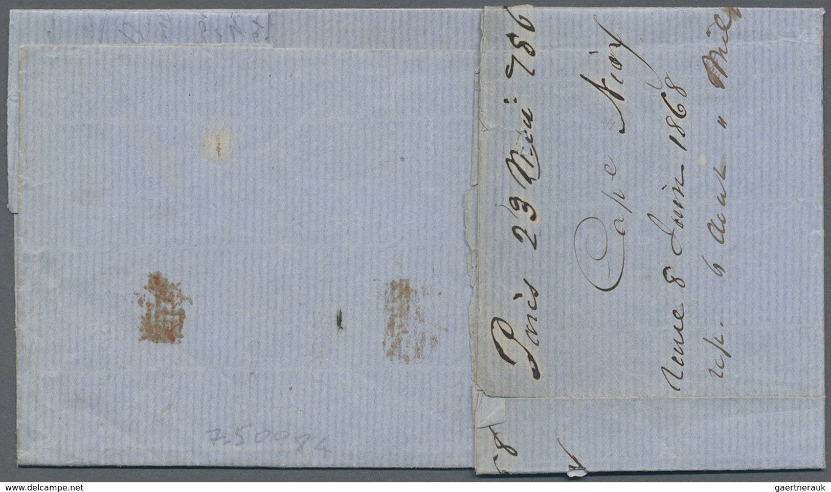 Br Frankreich - Stempel: 1868, Multiple Franking 4 X 20 C Blue Napoleon, Tied By Etoile "31" (Paris Pal - 1877-1920: Periodo Semi Moderno