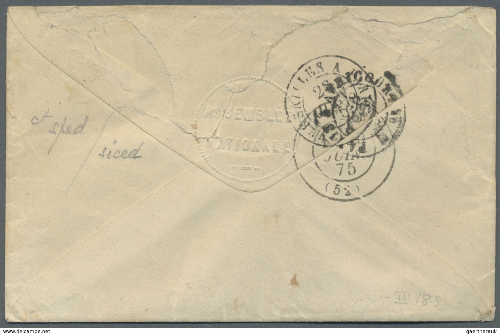 Br Frankreich - Stempel: 1873/1875, VERSAILLES ASSEMBLEE-NATIONALE, Two Covers With Single Franking 25 - 1877-1920: Période Semi Moderne