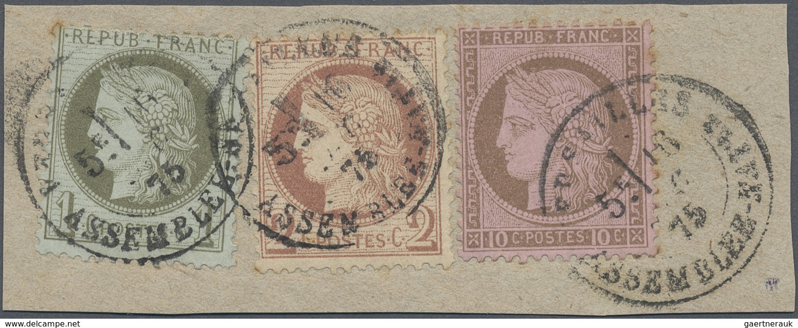 Brfst Frankreich - Stempel: "VERSAILLE ASSEMBLEE NATUE": 1875, 1 C. 2C. And 10 C. On Piece Of Cover Oblit. - 1877-1920: Semi Modern Period