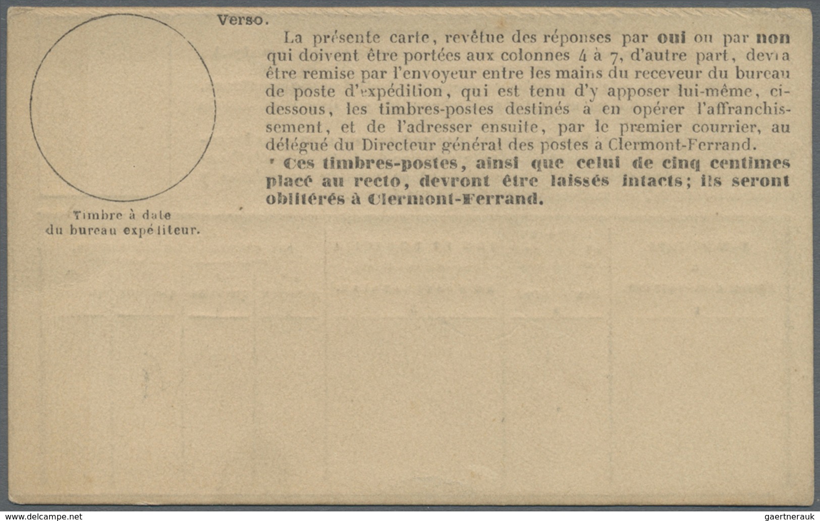 Br Frankreich - Ballonpost: 1870/1871: Ballon Monte Reply Coupon For Pigeon Carried Mail For Paris Unde - 1960-.... Brieven & Documenten