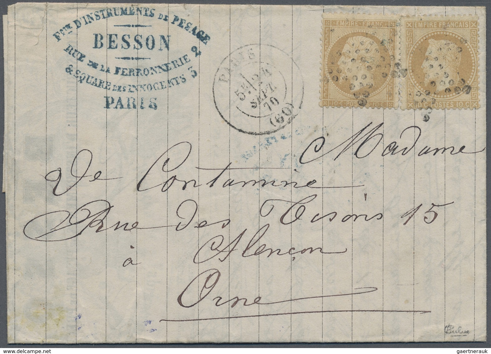 Br Frankreich - Ballonpost: 1870: BALLON MONTÉ "Ville De Florence" With EXTREMELY RARE MIXED FRANKING B - 1960-.... Covers & Documents