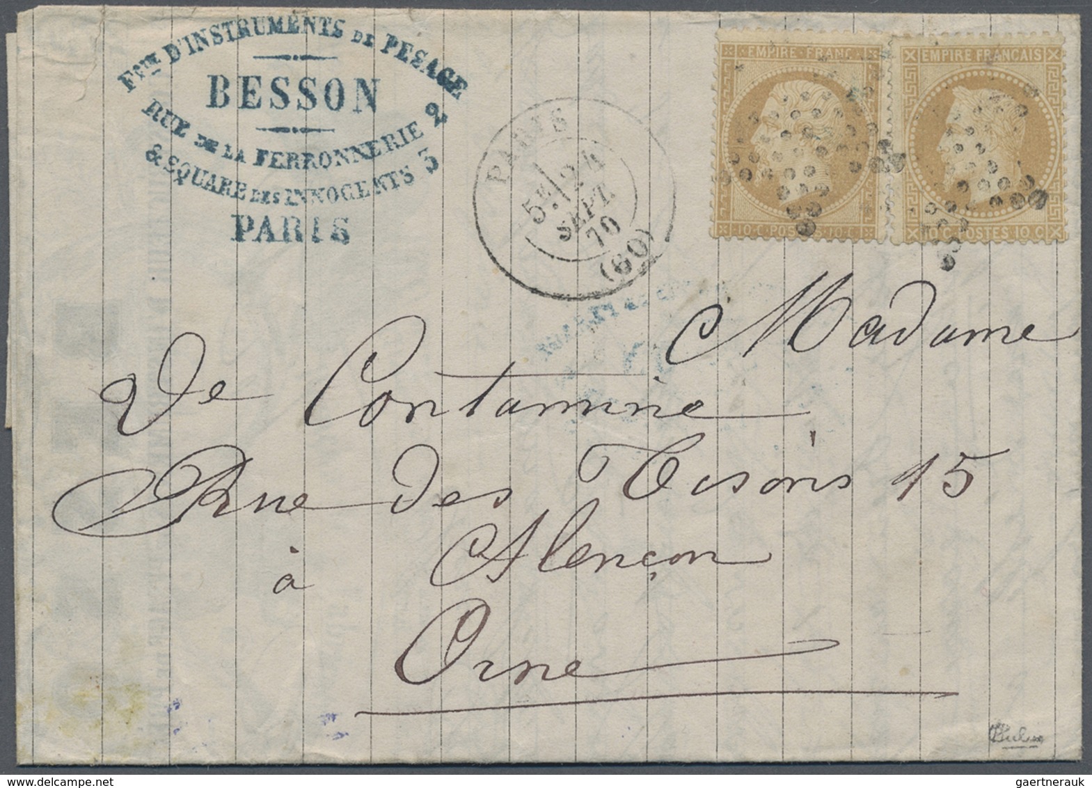 Br Frankreich - Ballonpost: 1870: BALLON MONTÉ "Ville De Florence" With EXTREMELY RARE MIXED FRANKING B - 1960-.... Lettres & Documents