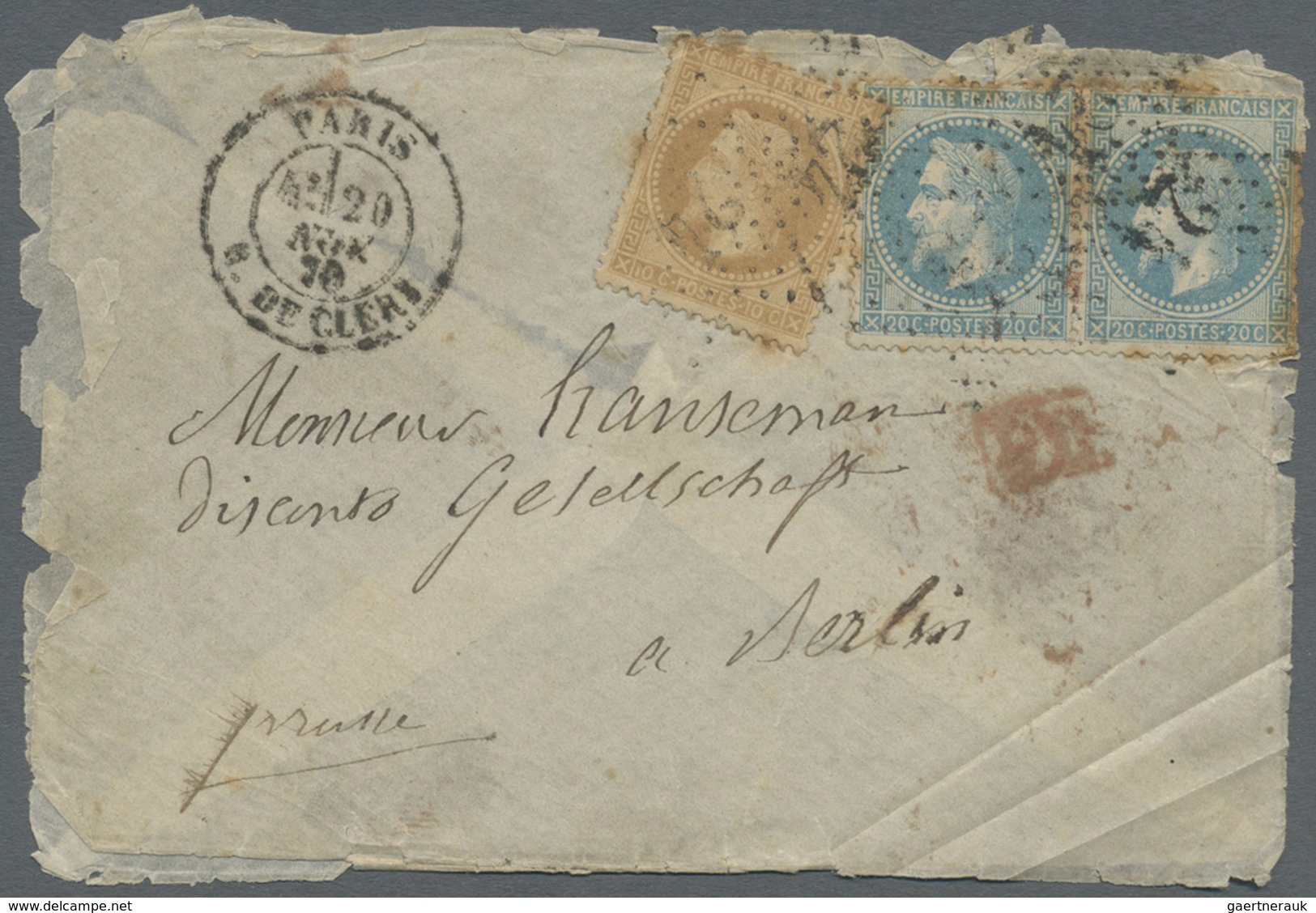 Br Frankreich - Ballonpost: 1870 (20. Nov.) BALLON MONTÉ: Briefhülle Mit Inhalt Von Paris Nach BERLIN, - 1960-.... Lettres & Documents