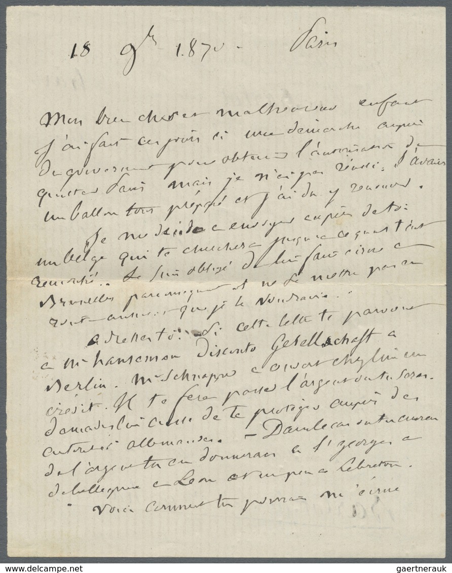 Br Frankreich - Ballonpost: 1870 (20. Nov.) BALLON MONTÉ: Briefhülle Mit Inhalt Von Paris Nach BERLIN, - 1960-.... Covers & Documents