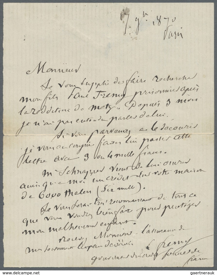 Br Frankreich - Ballonpost: 1870 (20. Nov.) BALLON MONTÉ: Briefhülle Mit Inhalt Von Paris Nach BERLIN, - 1960-.... Brieven & Documenten