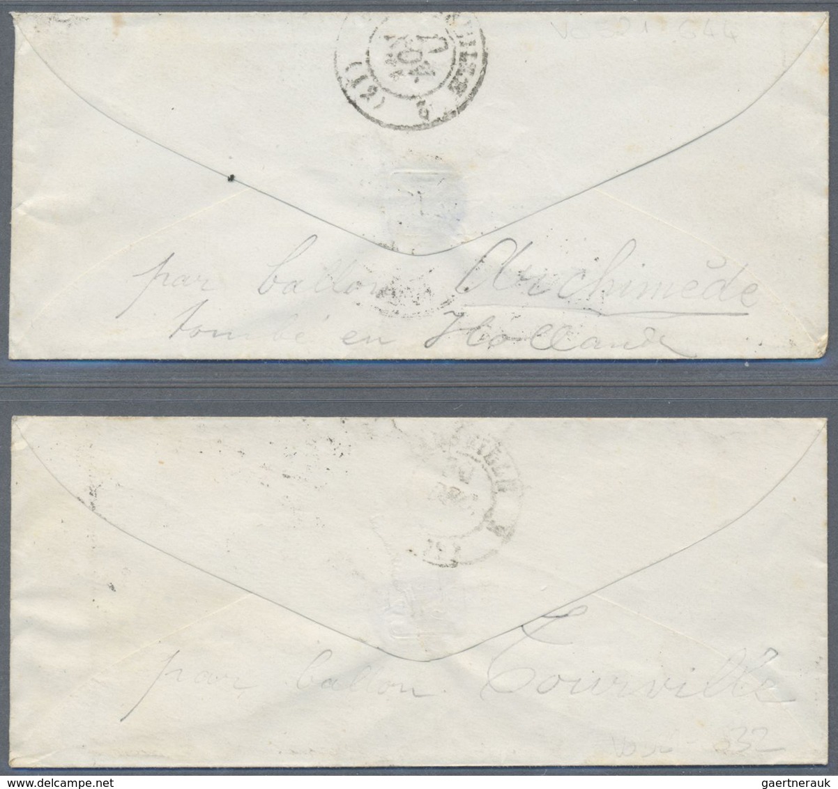 Br Frankreich - Ballonpost: 1870, "Archimede" And "Tourneville", Two Tiny Covers To The Same Address In - 1960-.... Brieven & Documenten