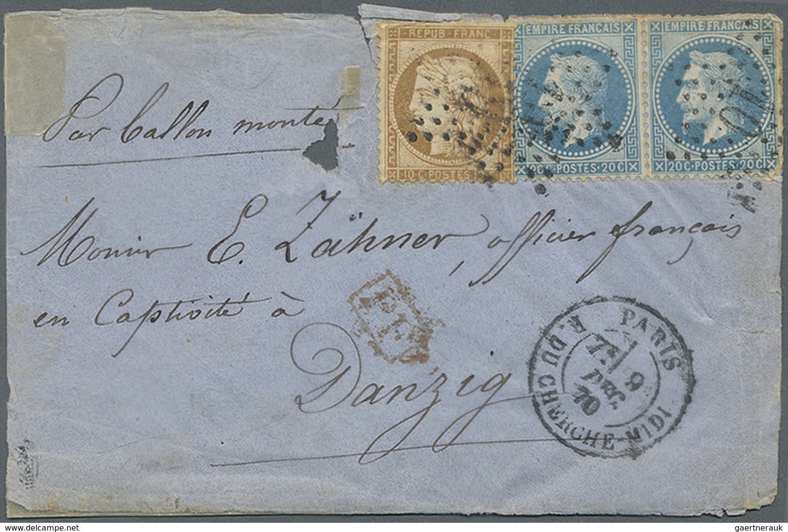 Frankreich - Ballonpost: 1870, Ceres 10 C + Napoleon 20 C Im Paar Auf Couvert "par Ballon Monte" Nac - 1960-.... Lettres & Documents