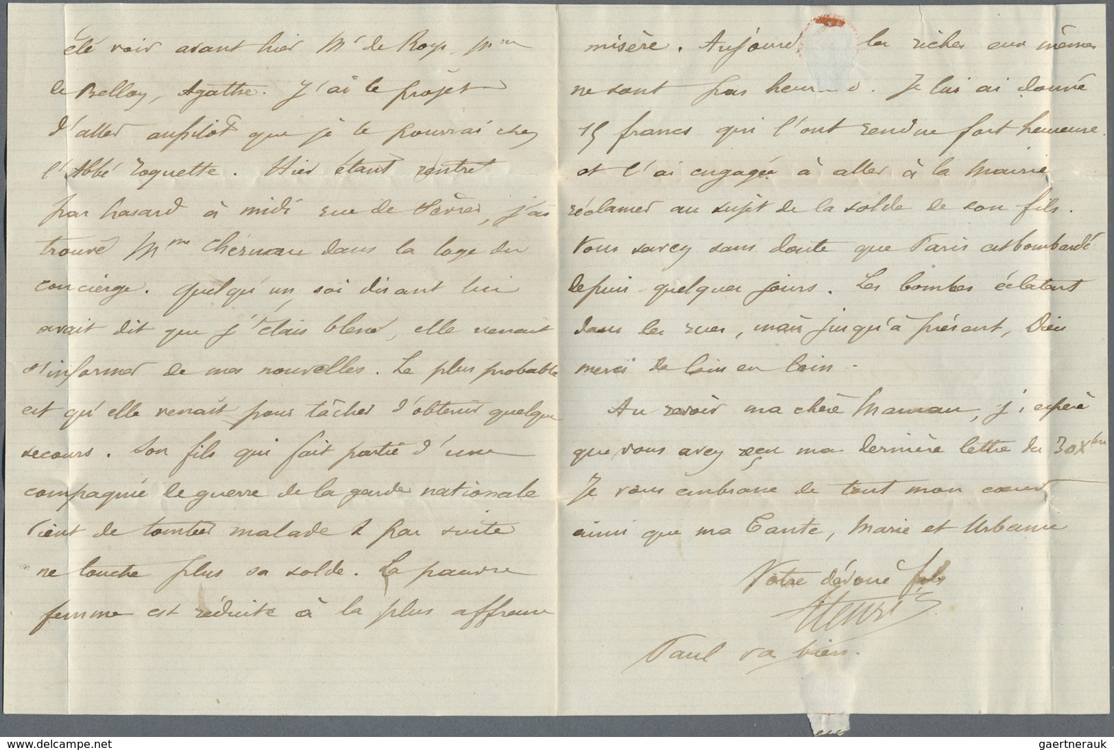 Br Frankreich - Ballonpost: 1871, Printed Letter Flown By Ballon Nr.55 "DUQUESNE (3)" Bearing A Ceres 2 - 1960-.... Lettres & Documents