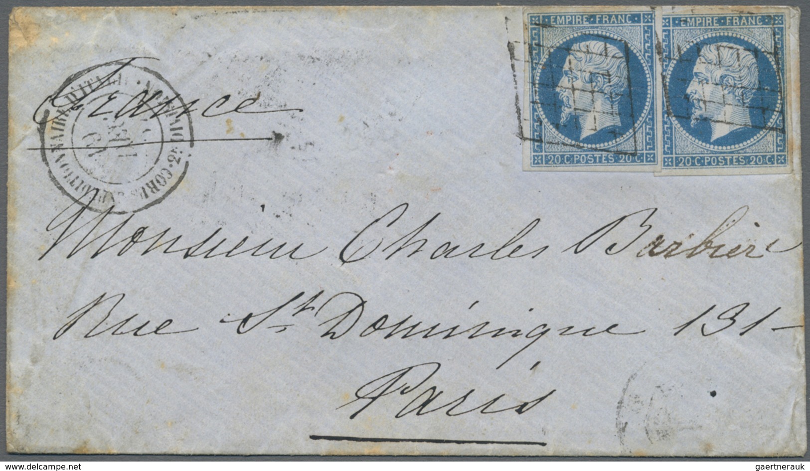 Br Frankreich - Militärpost / Feldpost: 1854, Protection Force ROME - "25" Tax Handstamp On Folded Lett - Marques D'armée (avant 1900)