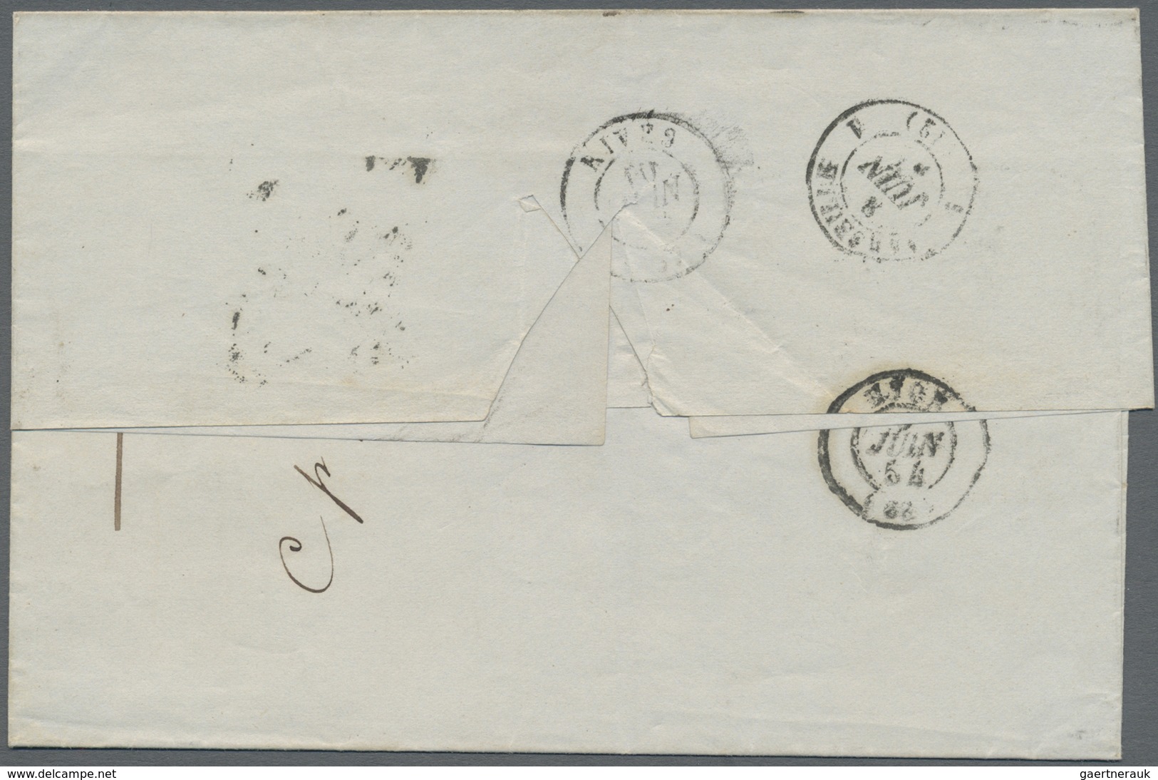 Br Frankreich - Militärpost / Feldpost: 1854, Protection Force ROME - "25" Tax Handstamp On Folded Lett - Marques D'armée (avant 1900)