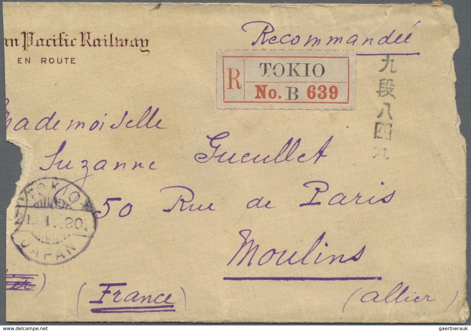 Br Frankreich - Militärpost / Feldpost: 1920. Registered Envelope (faults,shortened At Left, Roughly Op - Cachets Militaires A Partir De 1900 (hors Guerres)