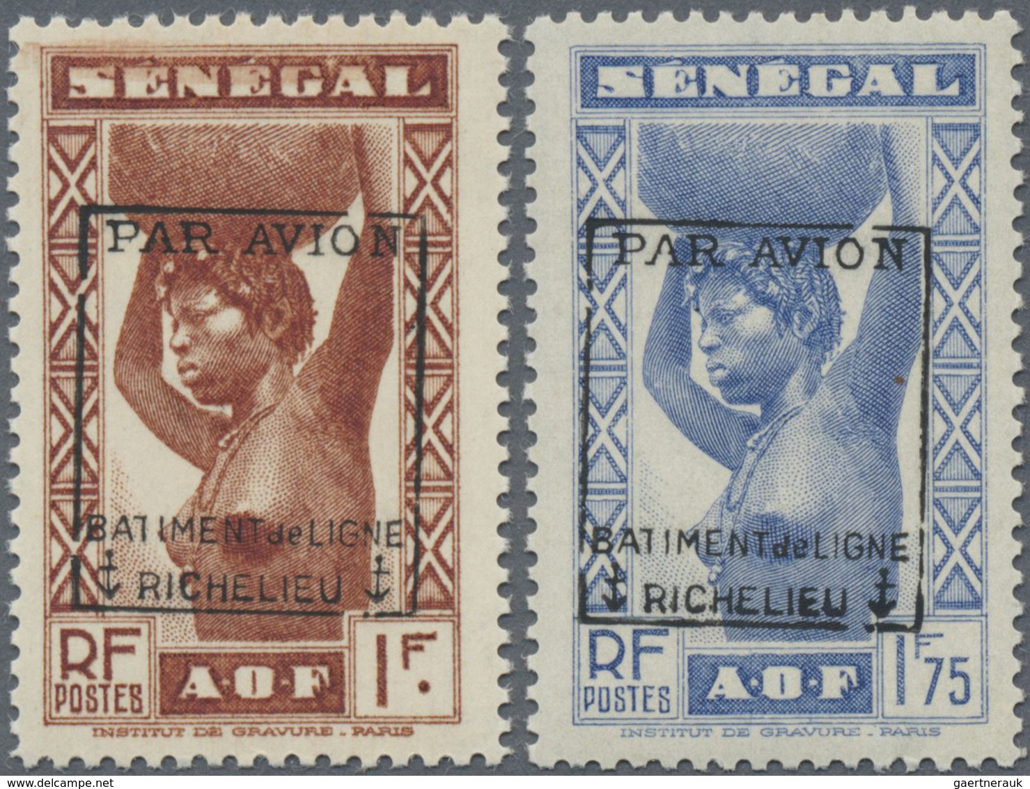 ** Frankreich - Militärpost / Feldpost: 1940, "Richelieu" Overprints, Senegal 1fr. And 1.75fr., Two Val - Militaire Luchtpost