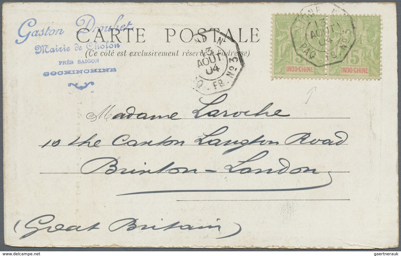 Br Frankreich - Schiffspost: 1904/1908, Three Franked Picture Cards With Motives From Cambodgia And Bat - Autres & Non Classés