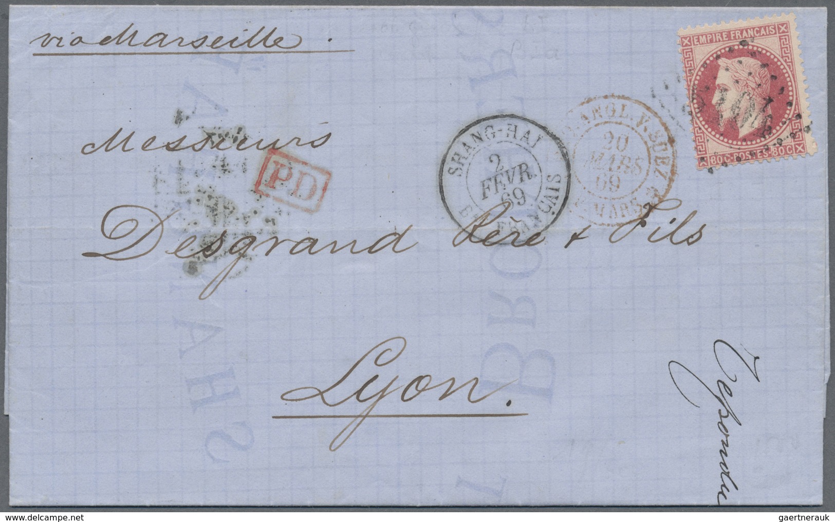 Br Frankreich - Besonderheiten: French Offices, 1869. Envelope Addressed To France Bearing French 'Napo - Andere & Zonder Classificatie