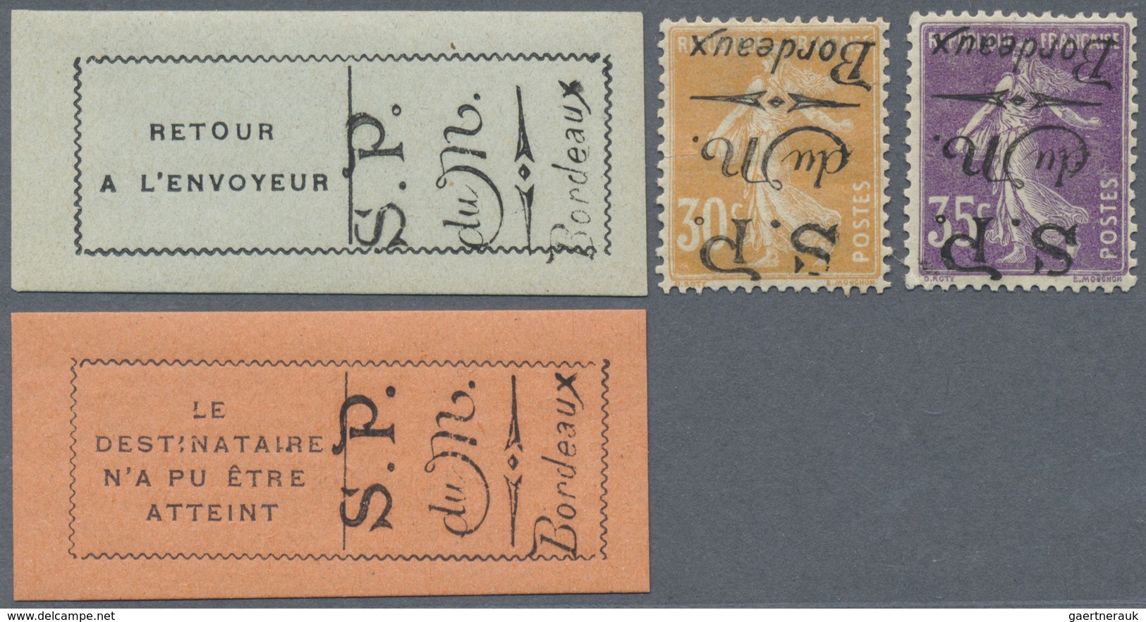 * Frankreich - Besonderheiten: 1916, Semeuse 30 C Orange And 35 C Violet With INVERTED Imprint "S.P. D - Autres & Non Classés