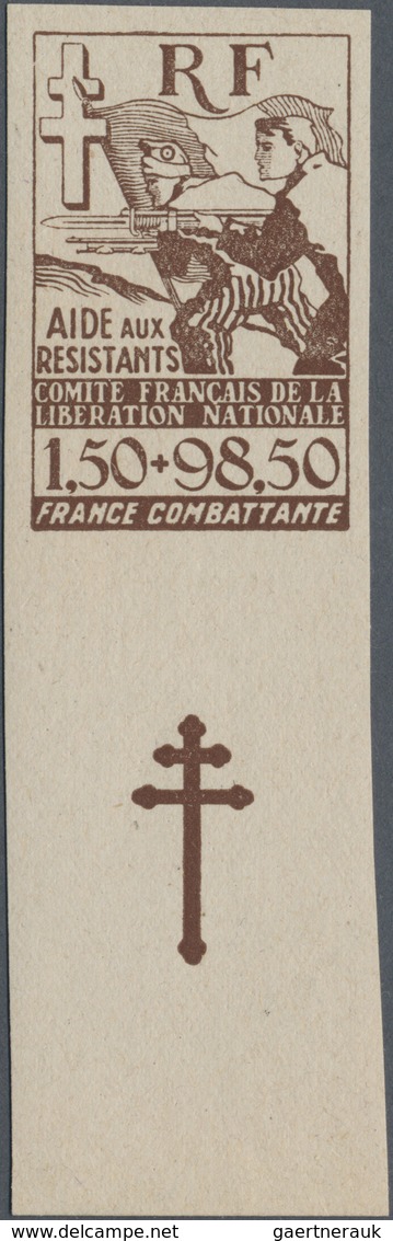 ** Frankreich - Besonderheiten: 1943, France Libre. "Pour L'aide Aux Résistants 1.50fr+98.50fr" In Non- - Other & Unclassified